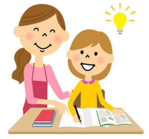 親子で勉強してる様子